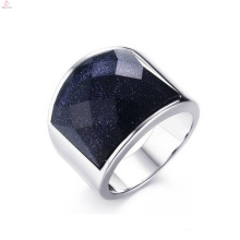 Derniers anneaux de fiançailles en acier inoxydable noir grand diamant